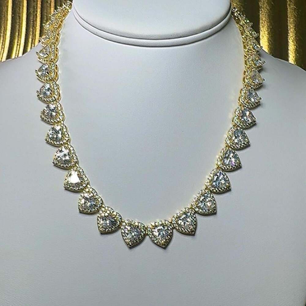 Gold Icy Heart Necklace – 16 Inch